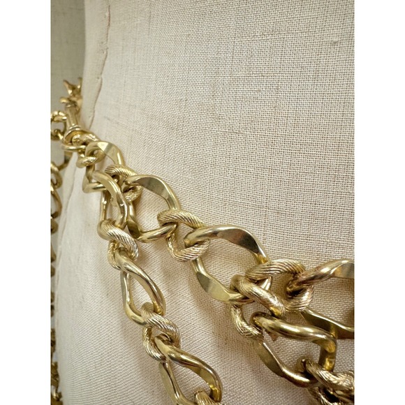 Vintage Gold Tone Multi Strand Layered Chain Belt Statement Accessory Wrap - Picture 14 of 16
